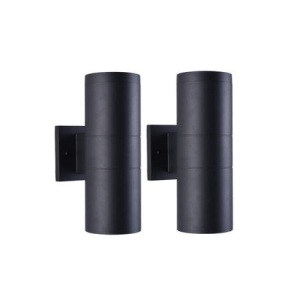 Case of (6) Mirrea Modern Outdoor Porch Lights Matte Black Aluminum Cylinder and Tempered Glass Cover Waterproof Wall Sconce 2 Pack (12 Total Sconces)  