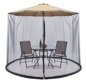 Adjustable Bug Net Accessory for Patio Umbrella w/ Zippered Door - 9ft