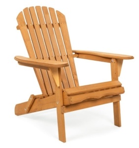 Folding Wooden Adirondack Chair Accent Furniture w/ Natural Finish - Brown