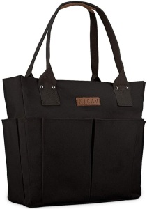 Case of (36) Nicav Large Canvas Utility Tote Bags with Pockets, Zip Top - Appear New