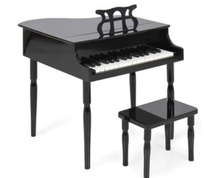 Kids Mini Wooden Grand Piano w/ Lid, Bench, Music Rack, Song Book, Stickers,E-COMMERCE RETURN