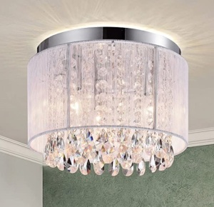 PAPAYA Flush Mount Crystal Chandelier, Appears New, Retail 66.99