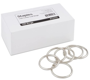 Staples Loose Leaf Rings 1-1/2" Width 100/Pk, Appears new, Retail 14.76