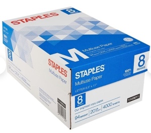 Staples Multiuse Copy Paper, 8.5" x 11", Appears New, Retail 64.49