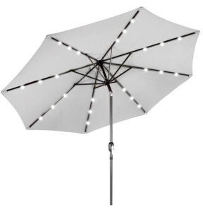 Solar LED Lighted Patio Umbrella w/ Tilt Adjustment, UV-Resistance - 10ft, Fog Gray