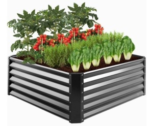 Outdoor Metal Raised Garden Bed for Vegetables, Flowers, Herbs - 4x4x1.5ft