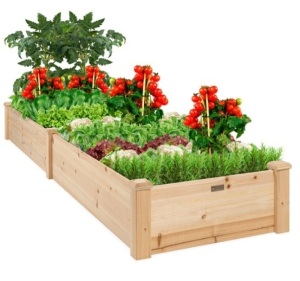 8x2ft Wooden Raised Garden Bed Planter for Garden, Lawn, Yard