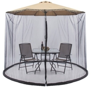 Adjustable Bug Net Accessory for Patio Umbrella w/ Zippered Door - 9ft