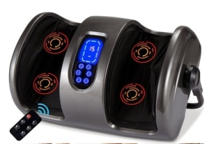 Reflexology Shiatsu Foot Massager w/ High-Intensity Rollers, Remote Control, Gray