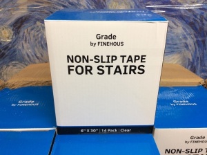 Case of (12) 6” x 30” Clear Anti-Slip Grip Stair Treads Tape Strips, 14 Pack - New 