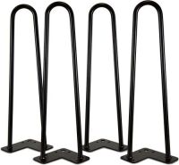 WEN TL16B 16-Inch Mid-Century Modern Satin Black Hairpin Table Legs, 1/2&Prime; Diameter, Set of 4&nbsp;