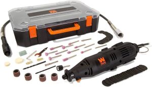 WEN 23103 1-Amp Variable Speed Rotary Tool with 100+ Accessories, Carrying Case and Flex Shaft 