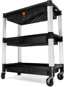 WEN 73163 Three-Tray 300-Pound Capacity Triple Decker Service and Utility Cart 