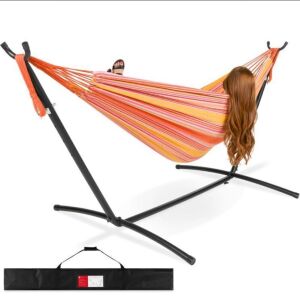 2-Person Brazilian-Style Double Hammock w/ Carrying Bag and Steel Stand