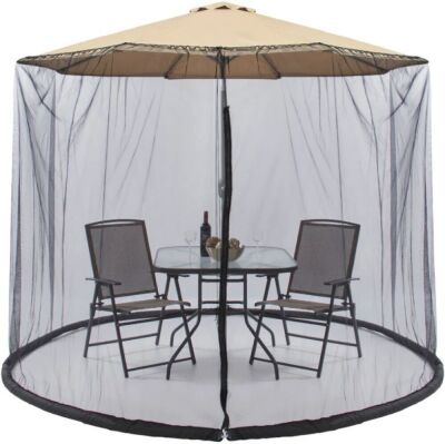 Adjustable Bug Net Accessory for Patio Umbrella w/ Zippered Door - 9ft