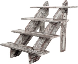 4-Tier Rustic Weathered Wood Retail Display Riser, Decorative Merchandise Stand - Appears New  