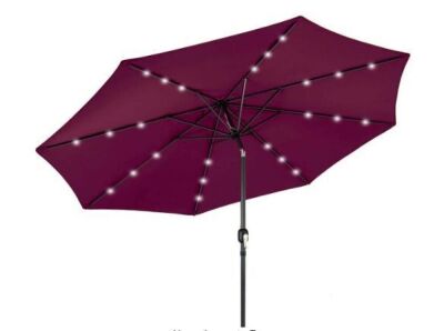 Solar LED Lighted Patio Umbrella w/ Tilt Adjustment, UV-Resistance - 10ft