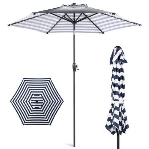 Outdoor Market Patio Umbrella w/ Push Button Tilt, Crank Lift - 7.5ft