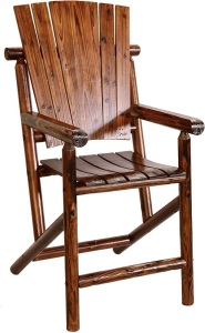 Leigh Country Char-Log Bar Arm Chair with Star, Solid Back - Appears New 