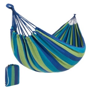 2-Person Brazilian-Style Double Hammock w/ Portable Carrying Bag, Blue