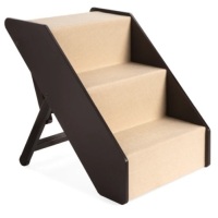 Foldable Adjustable, Non-Slip Wide Wooden Carpeted Pet Step Stairs, Appears New