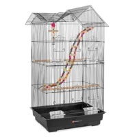 Indoor Outdoor Iron Birdcage w/ Removable Tray, 4 Feeders, 2 Toys - 36in, Appears New