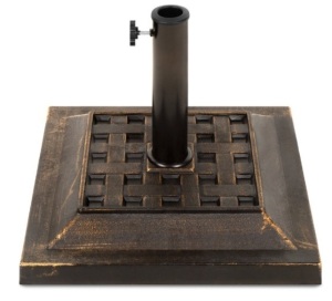 26lb Steel Square Patio Umbrella Base Stand, Basketweave Pattern