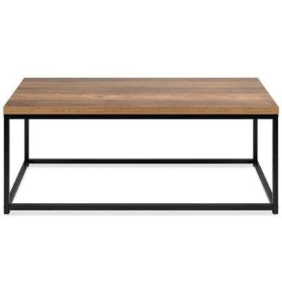 44in Modern Industrial Rectangular Wood Grain Coffee Table w/ Metal Frame