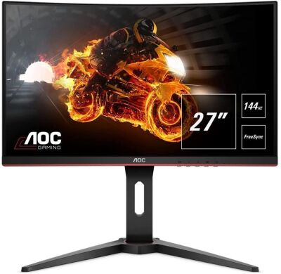 AOC C27G1 27" Curved Frameless Gaming Monitor FHD 1080p, 1800R VA panel, 1ms 144Hz, FreeSync, DP/HDMI/VGA, Height Adjustable, VESA, 3-Year Zero Dead Pixels