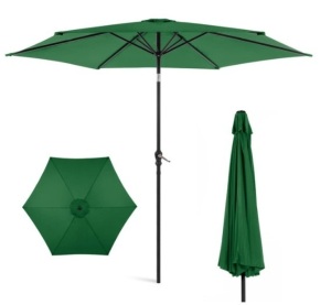 Outdoor Steel Market Patio Umbrella Decoration w/ Tilt, Crank Lift - 10ft, Green