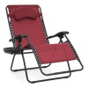 Oversized Reclining Zero Gravity Chair Lounger w/ Cup Holder, Pillow, Burgundy