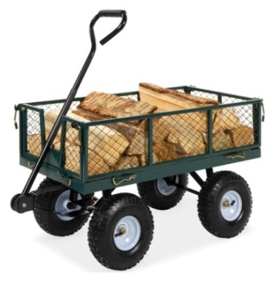Steel Garden Utility Cart Wagon w/ 400lb Capacity, Removable Sides, Handle, Green, Appears New