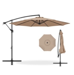 Offset Hanging Patio Umbrella - 10ft, Tan, Appears New