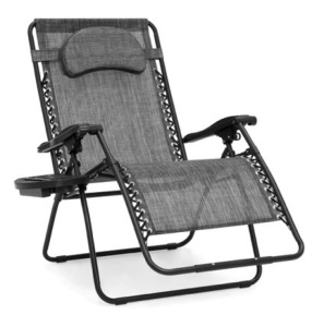 Oversized Reclining Zero Gravity Chair Lounger w/ Cup Holder, Pillow, Gray