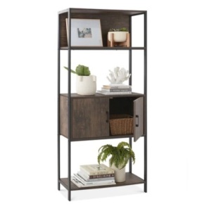 Storage Bookshelf for Living Room, Walkway w/ Cabinet, Elevated Design, Dark Walnut, Appears New