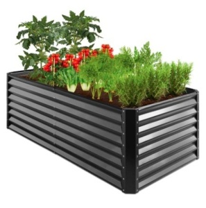 Outdoor Metal Raised Garden Bed, 6x3x2ft, Gray, Appears New