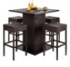 5-Piece Wicker Bar Set w/ 4 Stools, Built-In Bottle Opener, Hidden Storage, Brown, Appears New
