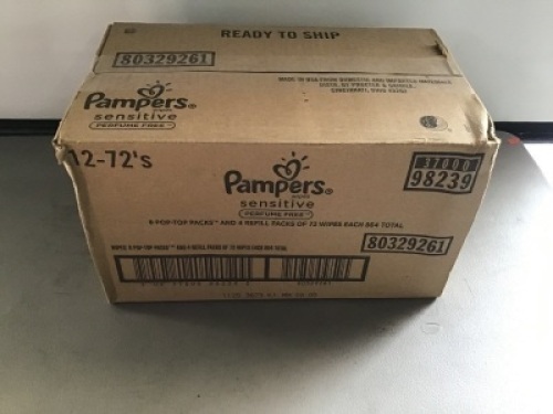 Pampers Wipes, Sensitive, 8 Packs, 72 wipes each, New, Retail - $29.99