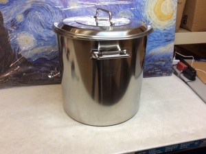 CONCORD Stainless Steel Stock Pot with Steamer Basket, 60 Qt - Appears New with Light Damage, Lid Does Not Fit Flush