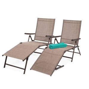 Set of 2 Outdoor Patio Chaise Recliner Lounge Chairs w/ Rust-Resistant Frame,NEW