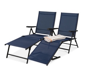 Set of 2 Outdoor Patio Chaise Recliner Lounge Chairs w/ Rust-Resistant Frame,NEW