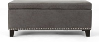Christopher Knight Home Carl Traditional Microfiber Storage Ottoman, Slate - New&nbsp;&nbsp;