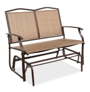 2-Person Patio Loveseat Swing Glider, Bench Rocker w/ Armrests, Appears New 