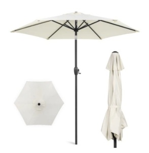 Outdoor Market Patio Umbrella w/ Push Button Tilt, Crank Lift - 7.5ft, Appears New 