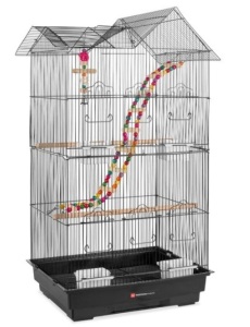 Indoor Outdoor Iron Birdcage w/ Removable Tray, 4 Feeders, 2 Toys - 36in