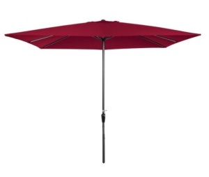 Rectangular Patio Umbrella w/ Easy Crank, UV-Resistant Fabric - 8x11ft, Burgundy