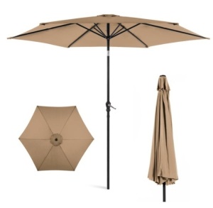 Outdoor Steel Market Patio Umbrella Decoration w/ Tilt, Crank Lift - 10ft, Tan