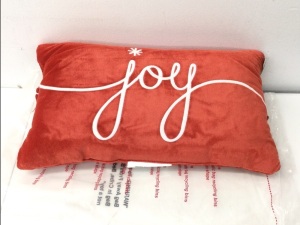 JOY HOLIDAY PILLOW,APPEARS NEW***RED