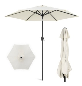 Outdoor Market Patio Umbrella w/ Push Button Tilt, Crank Lift - 7.5ft, Cream