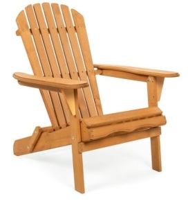 Folding Wooden Adirondack Chair Accent Furniture w/ Natural Finish - Brown